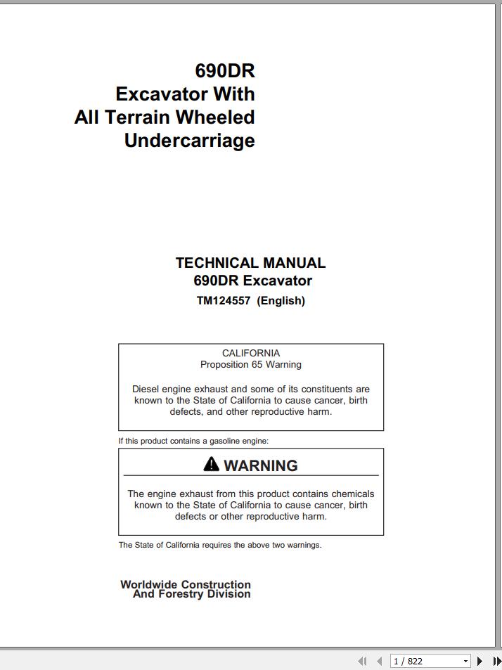 John Deere Excavators 690DR Technical Manual TM124557 1