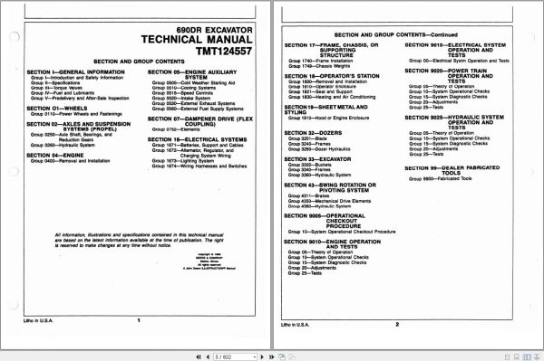 John Deere Excavators 690DR Technical Manual TM124557 2