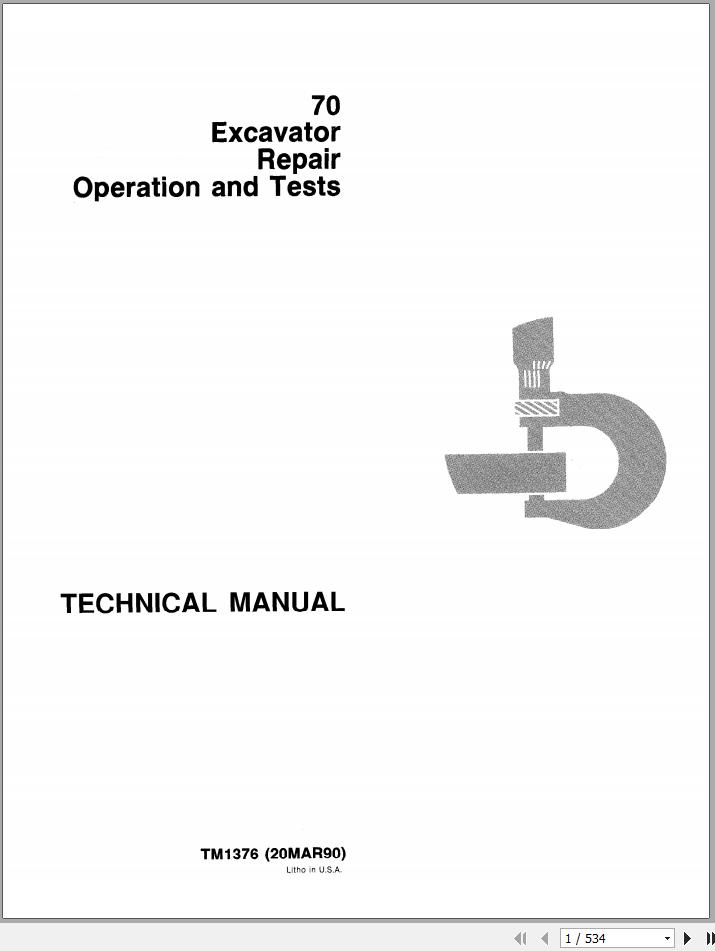 John Deere Excavators 70 Technical Manual TM1376 1