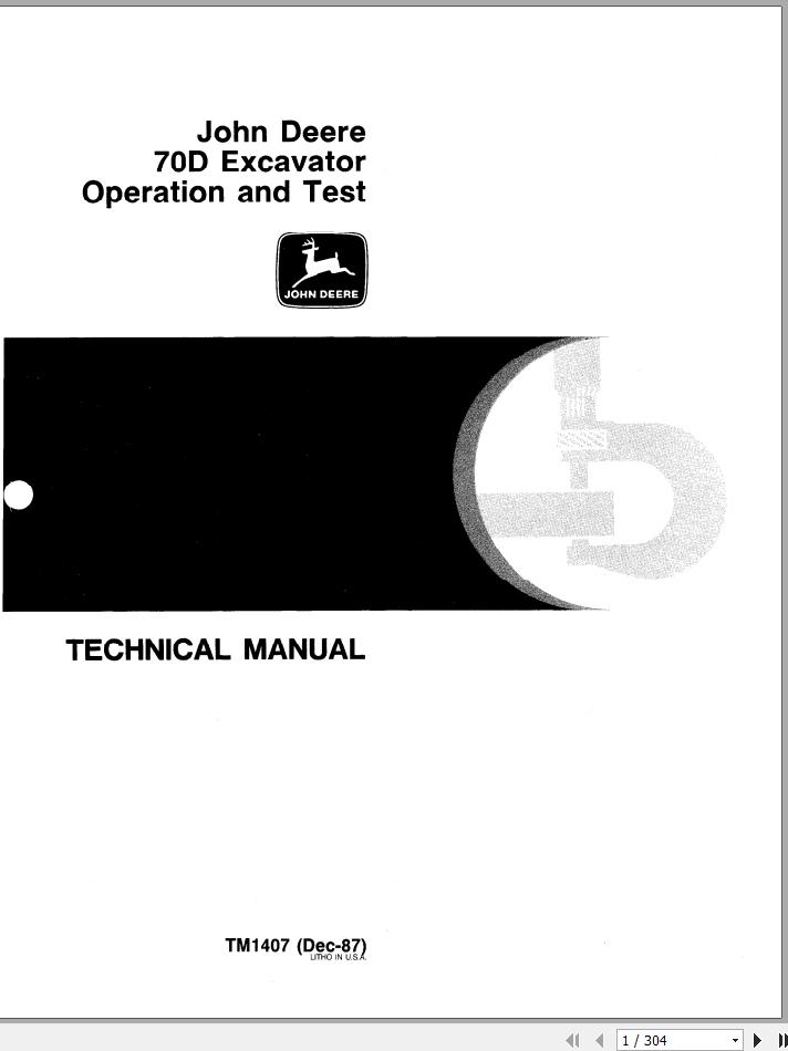 John Deere Excavators 70D Operation and Test Technical Manual TM1407 1