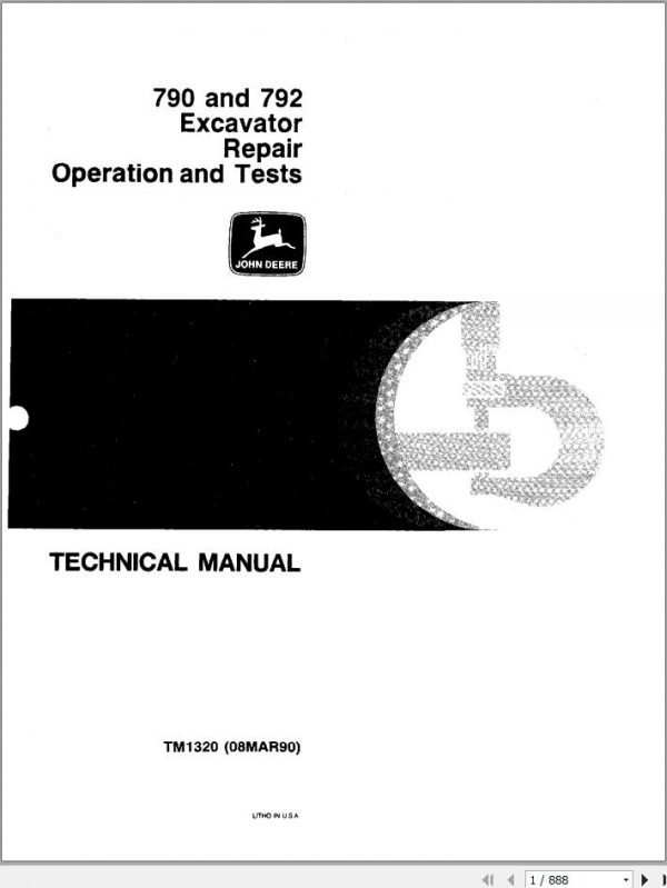 John Deere Excavators 790 792 Technical Manual TM1320 1