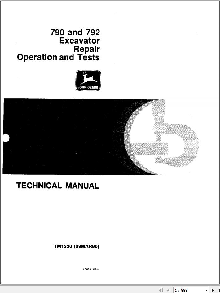 John Deere Excavators 790 792 Technical Manual TM1320 1