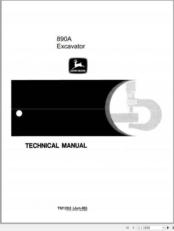 John Deere Excavators 890A Technical Manual TM1263 1