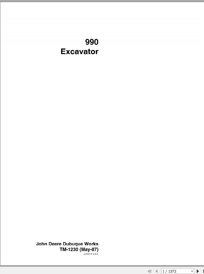John Deere Excavators 990 Technical Manual TM1230 1