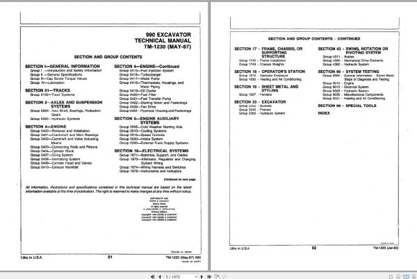 John Deere Excavators 990 Technical Manual TM1230 2