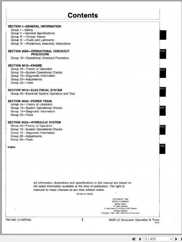 John Deere Excavators 992D LC Operation and Test Technical Manual TM1462 2
