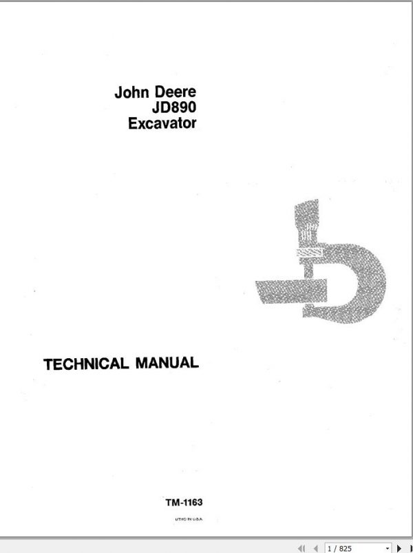 John Deere Excavators JD890 Technical Manual TM1163 1