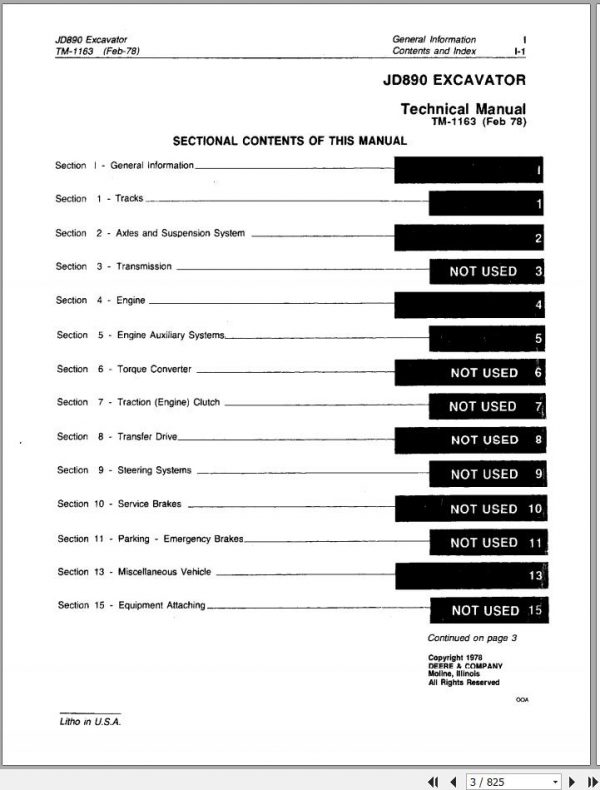 John Deere Excavators JD890 Technical Manual TM1163 2