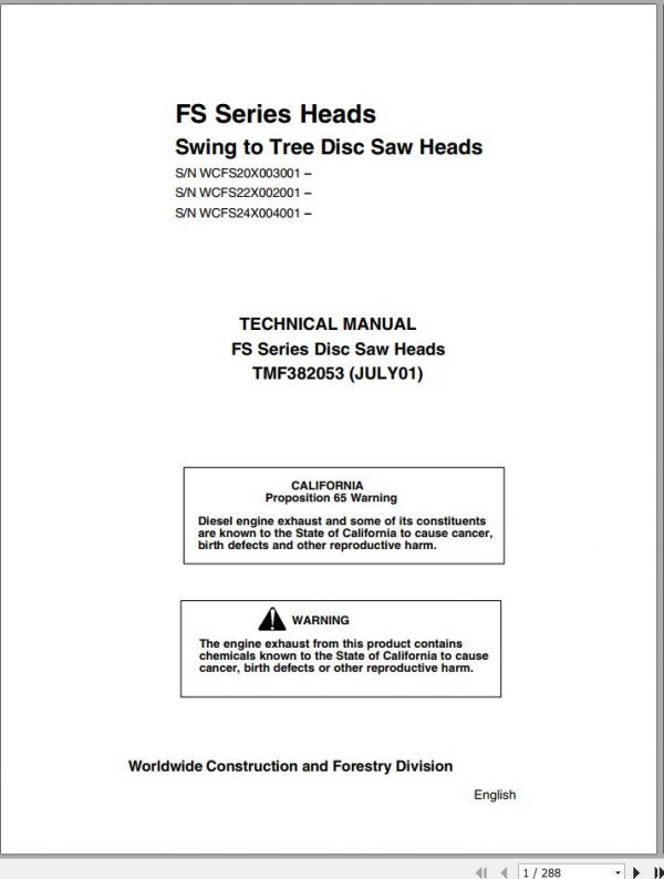 John Deere FS Series Heads Swing To Tree Disc Saw Heads TMF382053 1