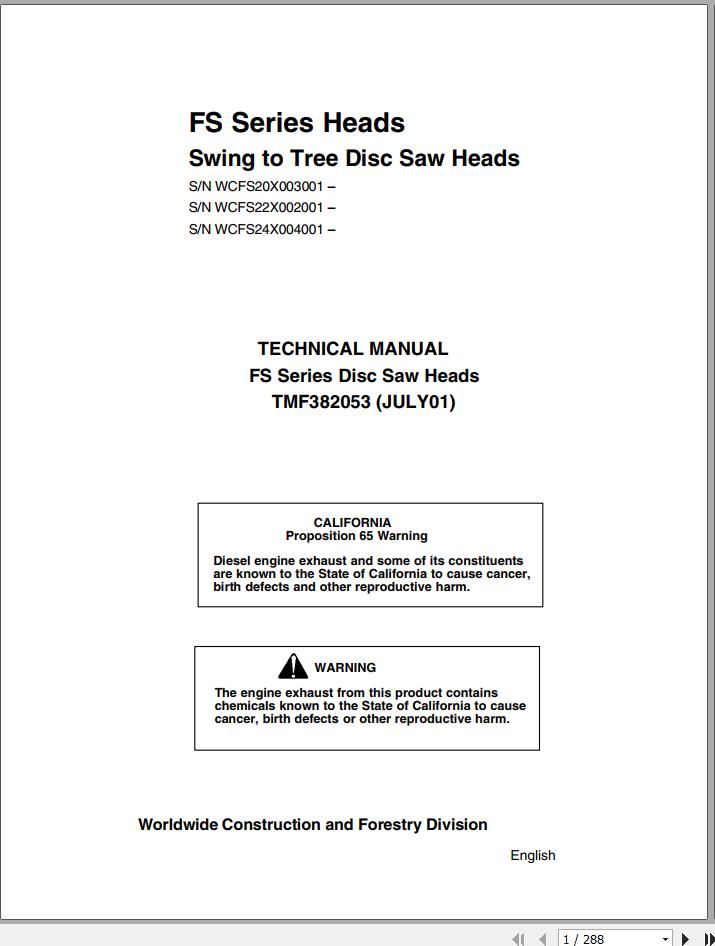 John Deere FS Series Heads Swing To Tree Disc Saw Heads TMF382053 1