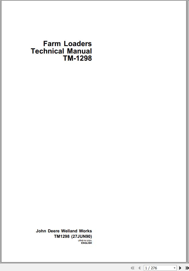 John Deere Farm Loaders Technical Manual TM1298 1