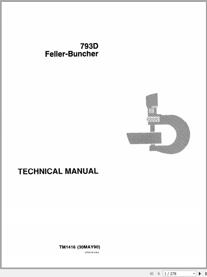 John Deere Feller Buncher 793D Technical Manual TM1416 1