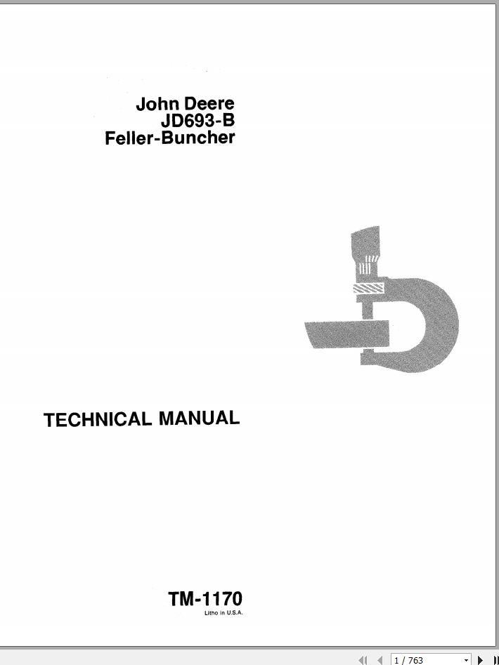 John Deere Feller Buncher JD693 B Technical Manual TM1170 1