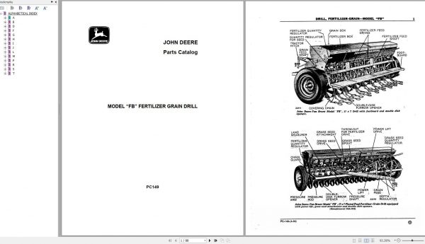 John Deere Fertilizer Grain Drill Model FB Parts Catalog PC149 1