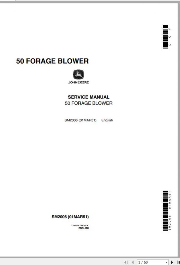 John Deere Forage Blower 50 Service Manual SM2006 1