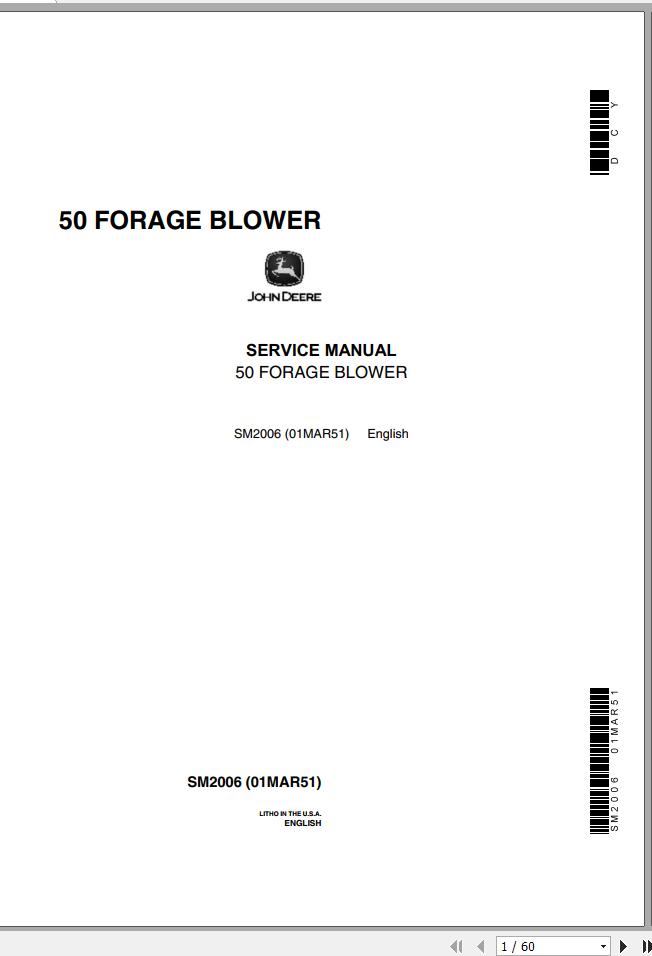 John Deere Forage Blower 50 Service Manual SM2006 1