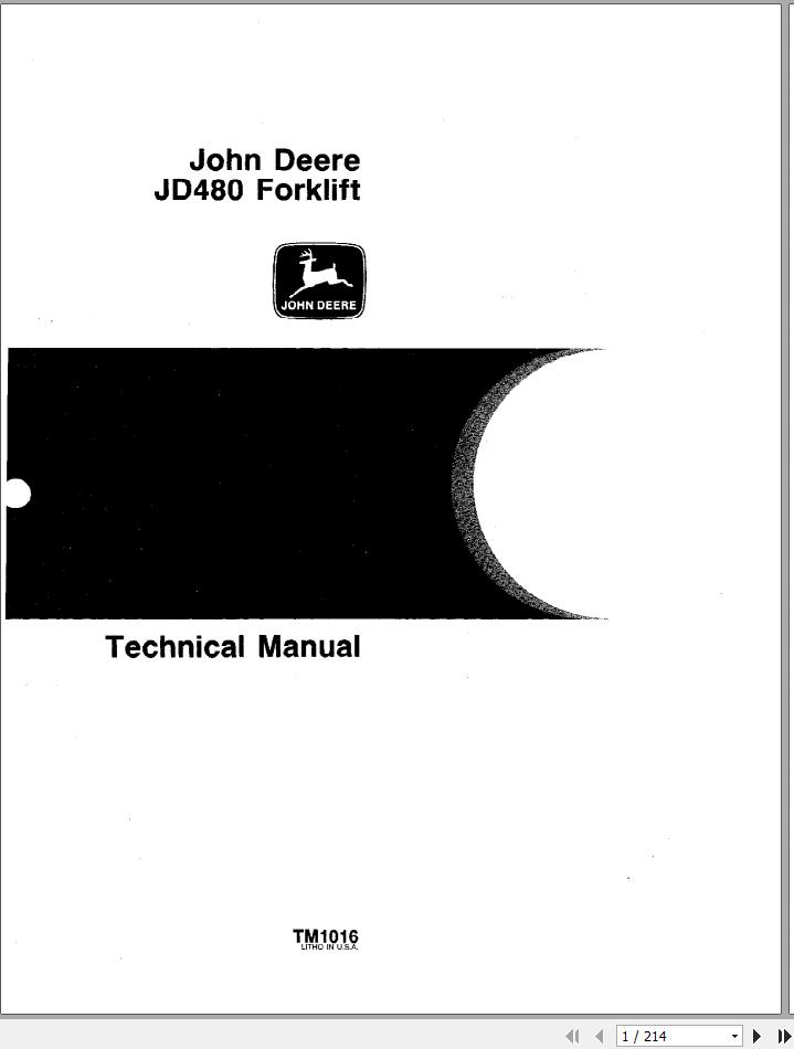 John Deere Forklift JD480 Technical Manual TM1016 1