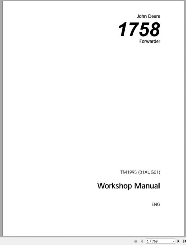 John Deere Forwarder 1758 Workshop Manual TM1995 1