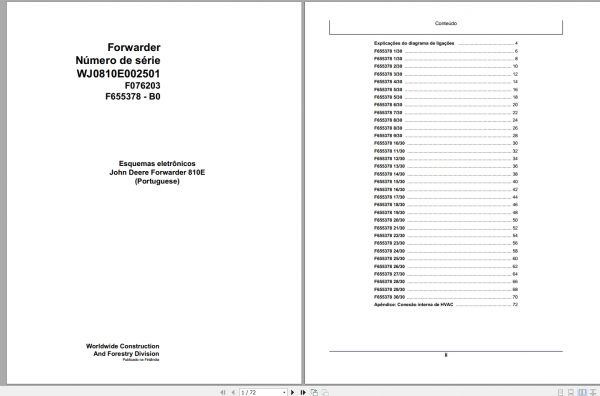 John Deere Forwarder 810E F076203 B0 Electric Diagram 2008 PT 1