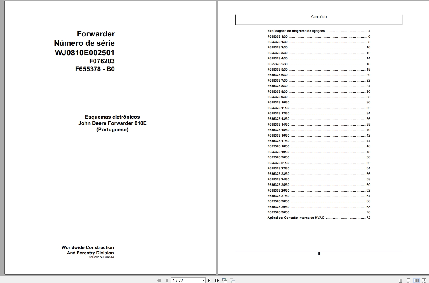 John Deere Forwarder 810E F076203 B0 Electric Diagram 2008 PT 1