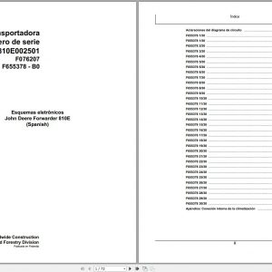 John Deere Forwarder 810E F076207 B0 Electric Schematic 2008 ES 1