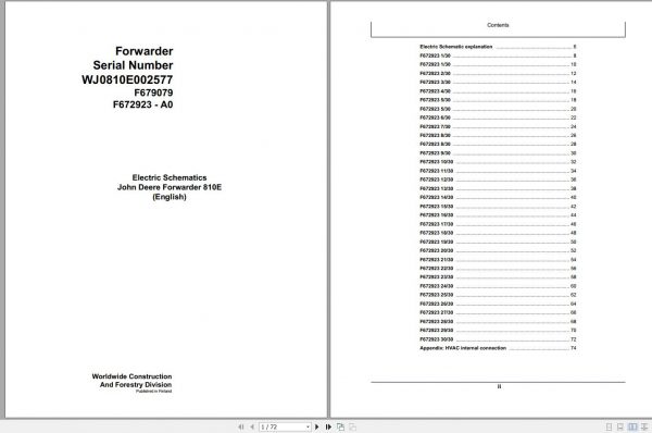 John Deere Forwarder 810E F679079 A0 Electric Schematic 2003 1