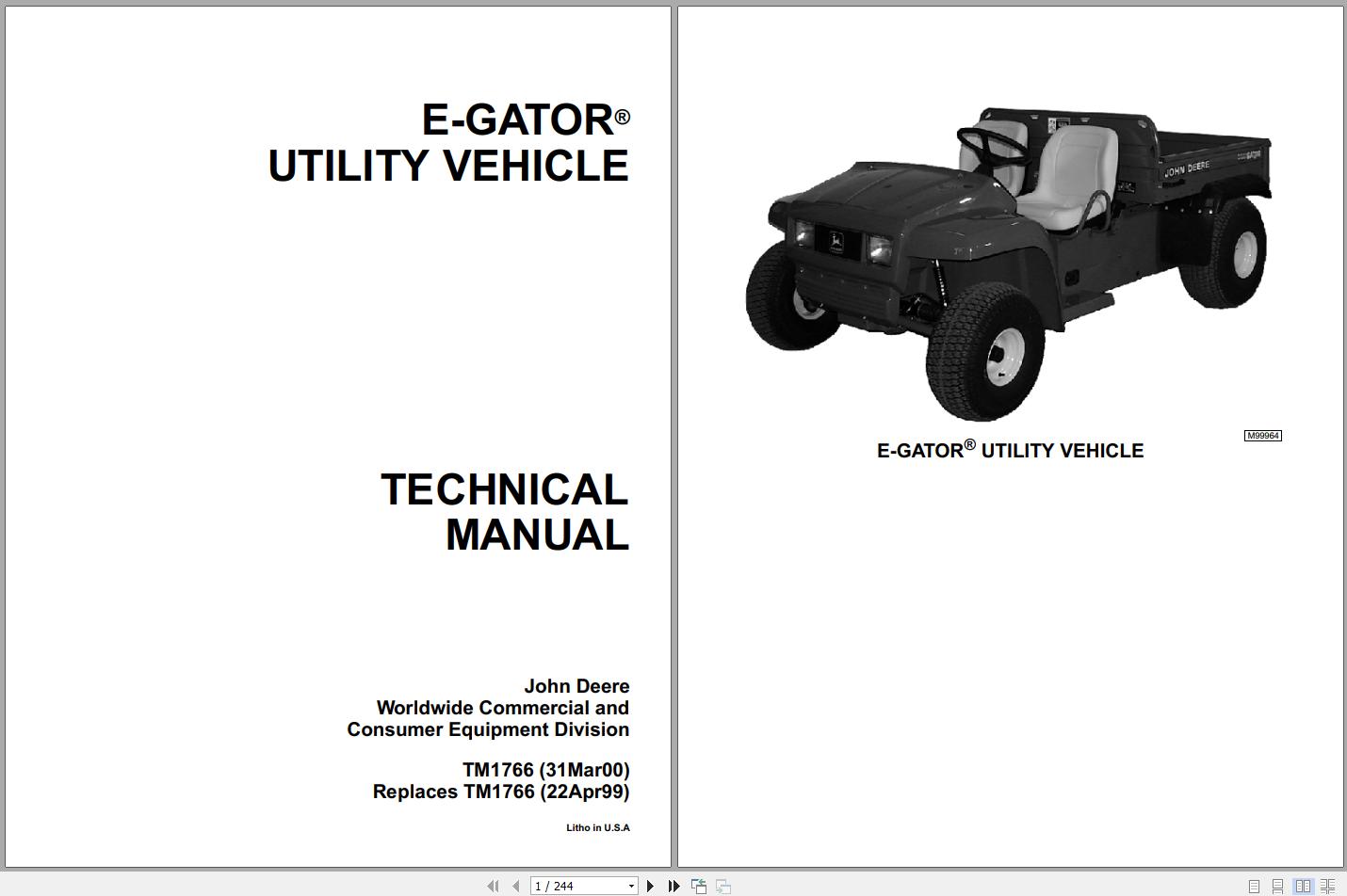 John Deere Gator Utility Vehicles E Gator Technical Manual TM1766 1