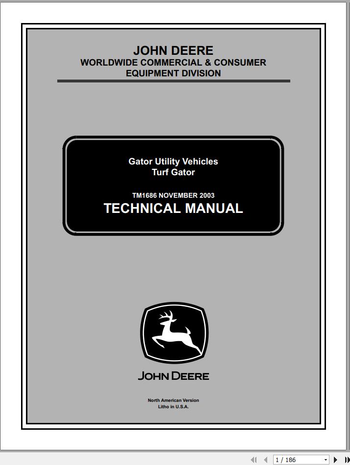 John Deere Gator Utility Vehicles Turf Gator Technical Manual TM1686 1