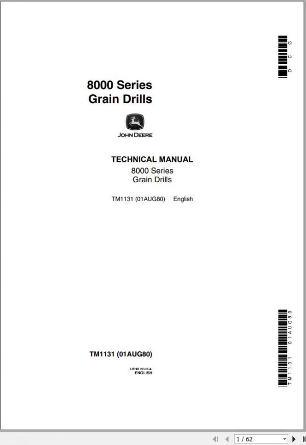 John Deere Grain Drills 8000 Series Technical Manual TM1131 1