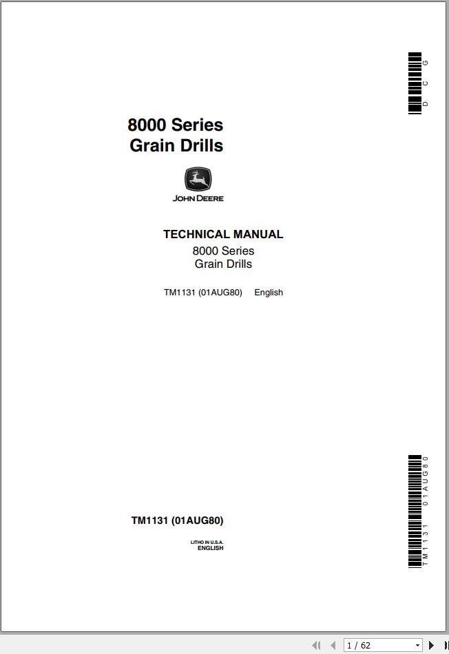 John Deere Grain Drills 8000 Series Technical Manual TM1131 1