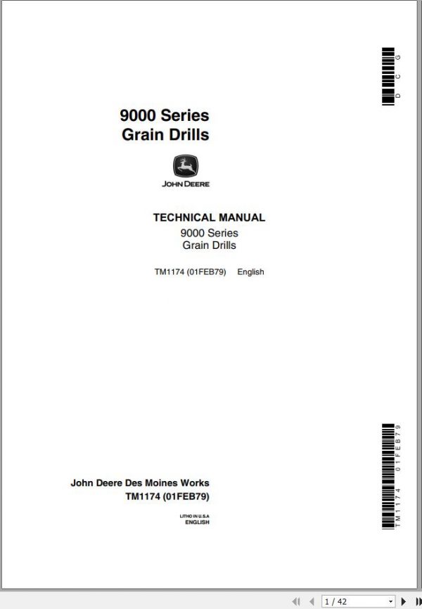 John Deere Grain Drills 9000 Series Technical Manual TM1174 1