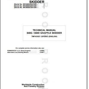 John Deere Grapple Skidder 848G 660D Technical Manual TMF435521 1
