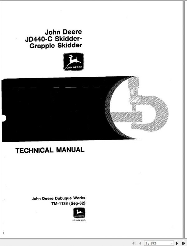 John Deere Grapple Skidder JD440 C Technical Manual TM1138 1