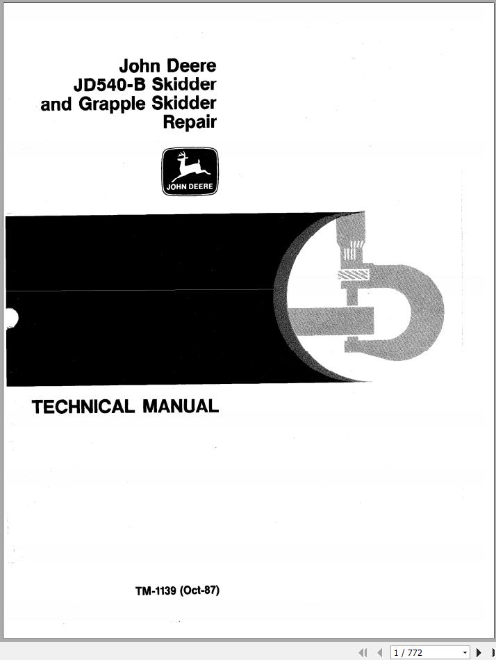 John Deere Grapple Skidder JD540 B Repair Technical Manual TM1139 1