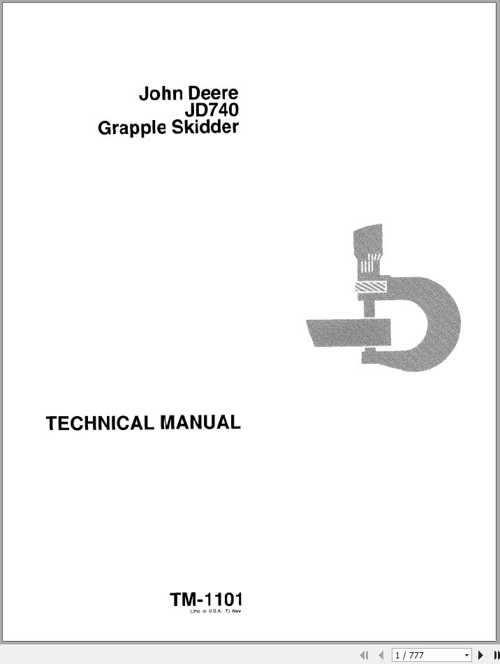 John Deere Grapple Skidder JD740 Technical Manual TM1101 1