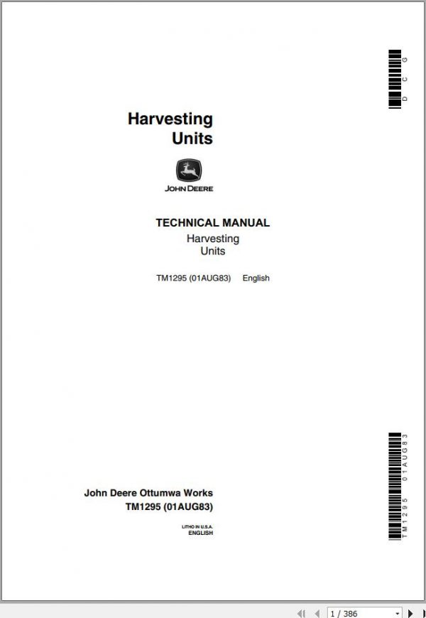 John Deere Harversting Units Technical Manual TM1295 1