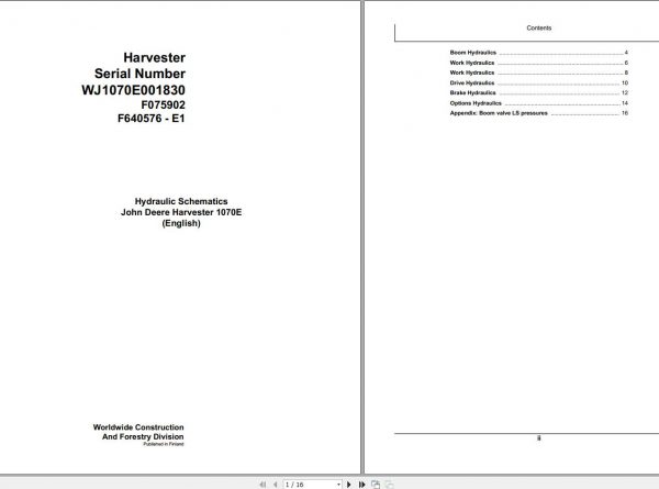John Deere Harvester 1070E F075902 E1 Hydraulic Schematic 2008 1