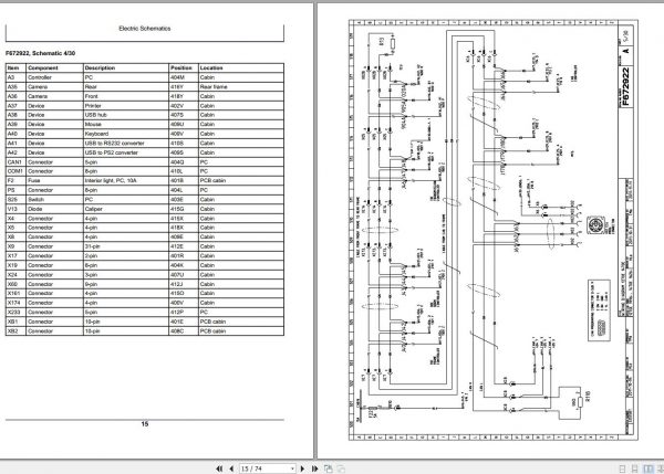 John Deere Harvester 1270E 1470E F675427 A0 Electric Schematic 2008 2