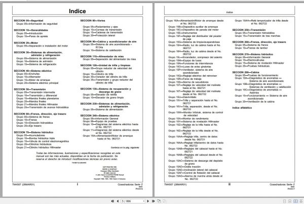 John Deere Harvester 2054 2056 2058 2064 2066 Technical Manual TM4507 ES 2