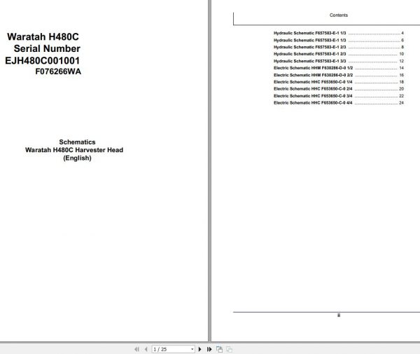 John Deere Harvester Head H480C F076266WA Schematic 2008 1