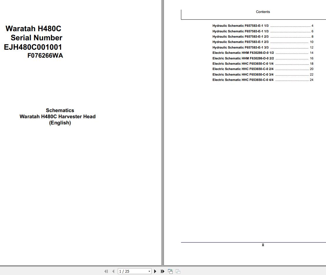 John Deere Harvester Head H480C F076266WA Schematic 2008 1
