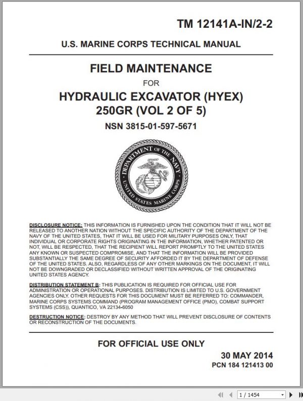 John Deere Hydraulic Excavator HYEX 250GR V2 of 5 Field Maintenance TM12141AIN2 2014 1