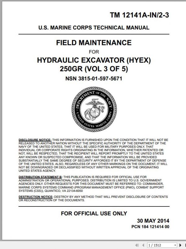 John Deere Hydraulic Excavator HYEX 250GR V3 of 5 Field Maintenance TM12141AIN3 1