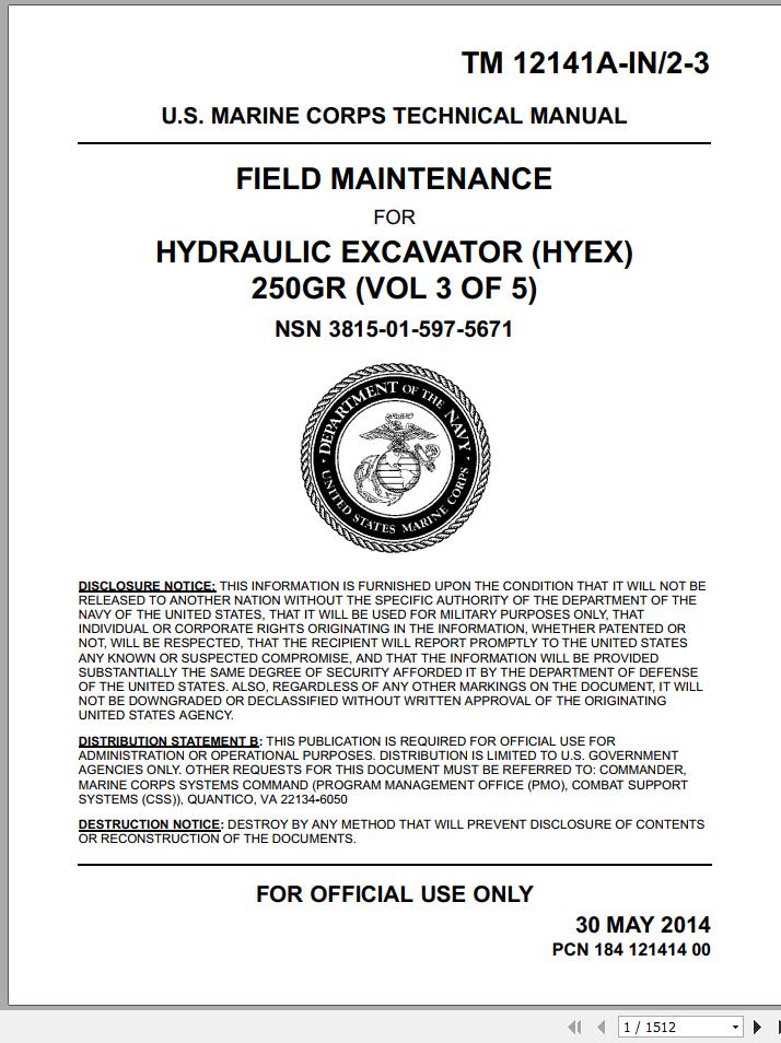 John Deere Hydraulic Excavator HYEX 250GR V3 of 5 Field Maintenance TM12141AIN3 1