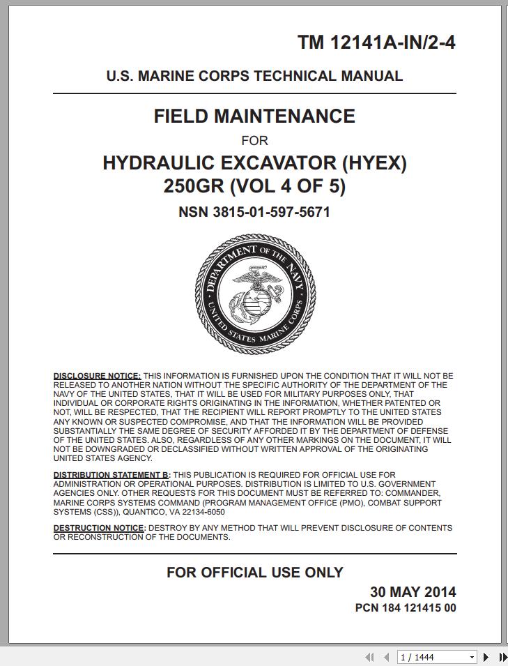 John Deere Hydraulic Excavator HYEX 250GR V4 of 5 Field Maintenance TM12141AIN4 1