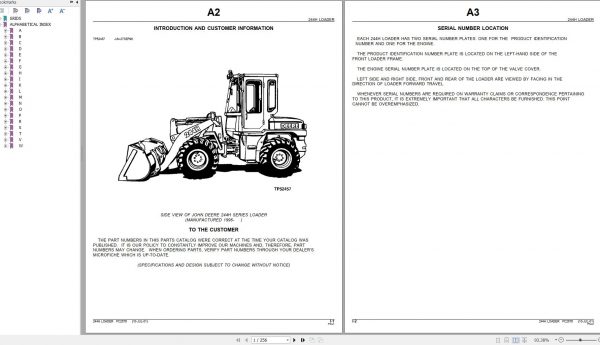 John Deere Loader 244H Parts Catalog PC2576 1