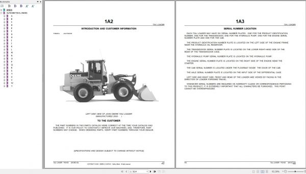 John Deere Loader 724J Parts Catalog PC9155 2005 1