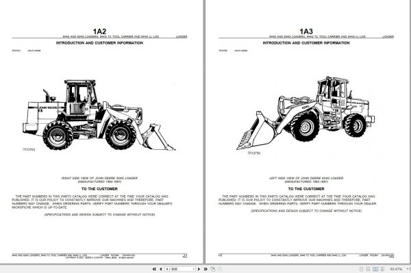 John Deere Loader Tool Carrier 544G 544G LL 624G Parts Catalog PC2364 2005 2