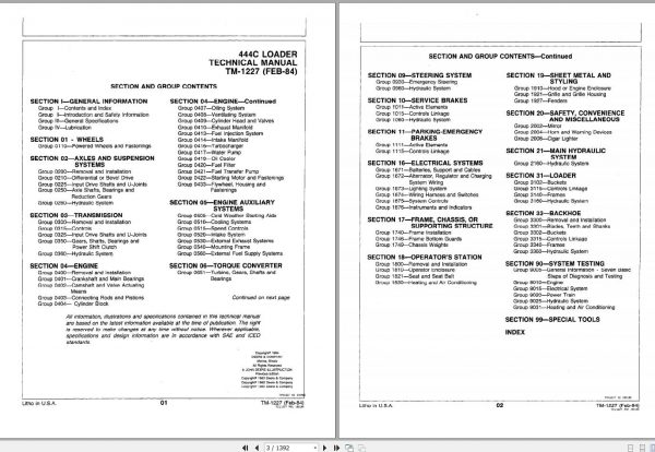 John Deere Loaders 444C Technical Manual TM1227 2