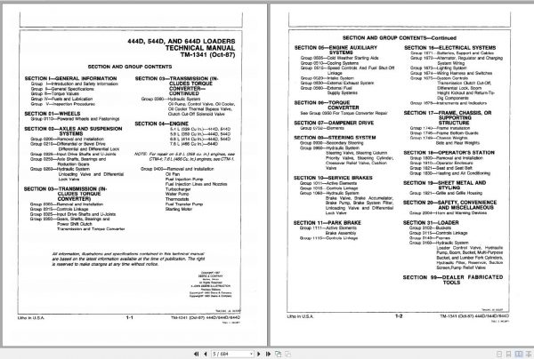John Deere Loaders 444D 544D 644D Repair Technical Manual TM1341 2